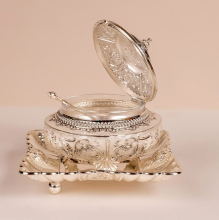 AR0100-White Pearl Candy Bowl with Tray Main Image